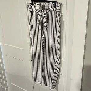 Grace Karin Black and White Striped Pants
